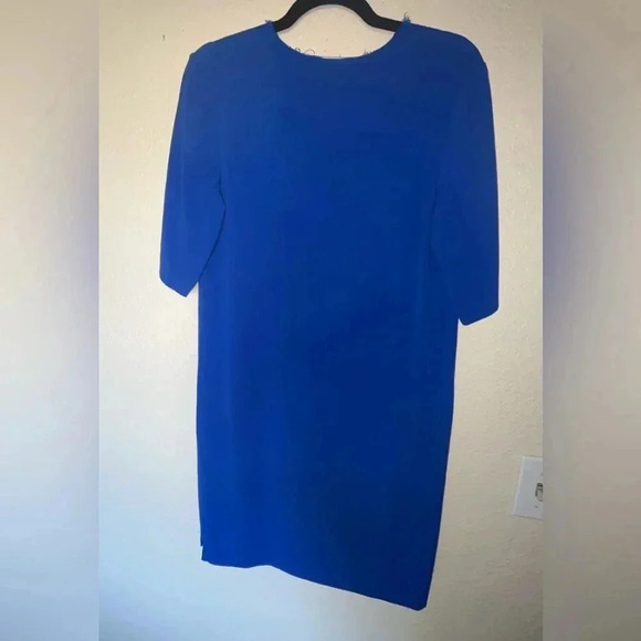 Sandro Paris Bright Cobalt Blue V-Neck Mini Shift Dress. French Size 3. US L/XL - Picture 4 of 8